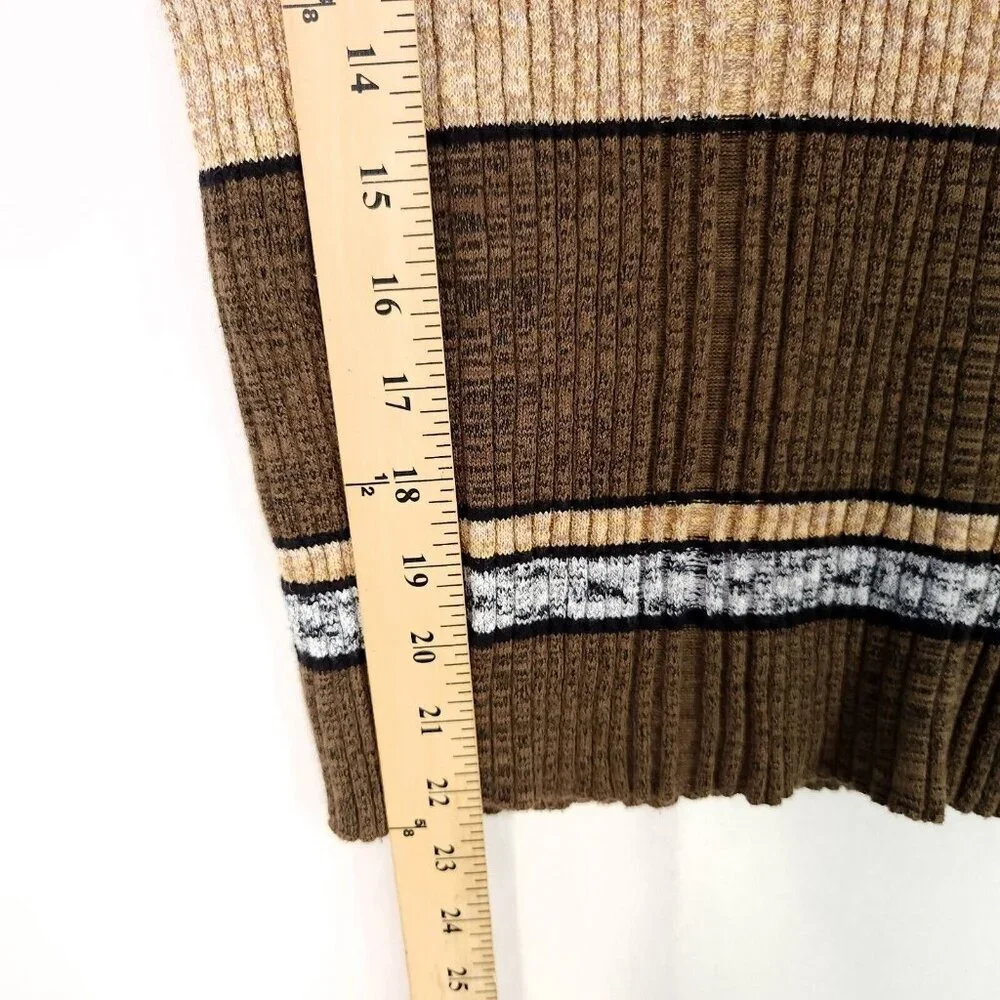 Free People Striped Cowl Neck Top SLarge Blouse Linen Blend Off Shoulder Ribbed - Picture 11 of 12